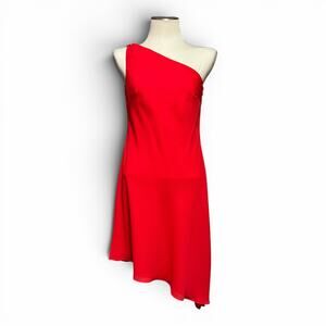 Hugo Buscati Collection One Shoulder Asymmetric Cocktail Dress Red 10